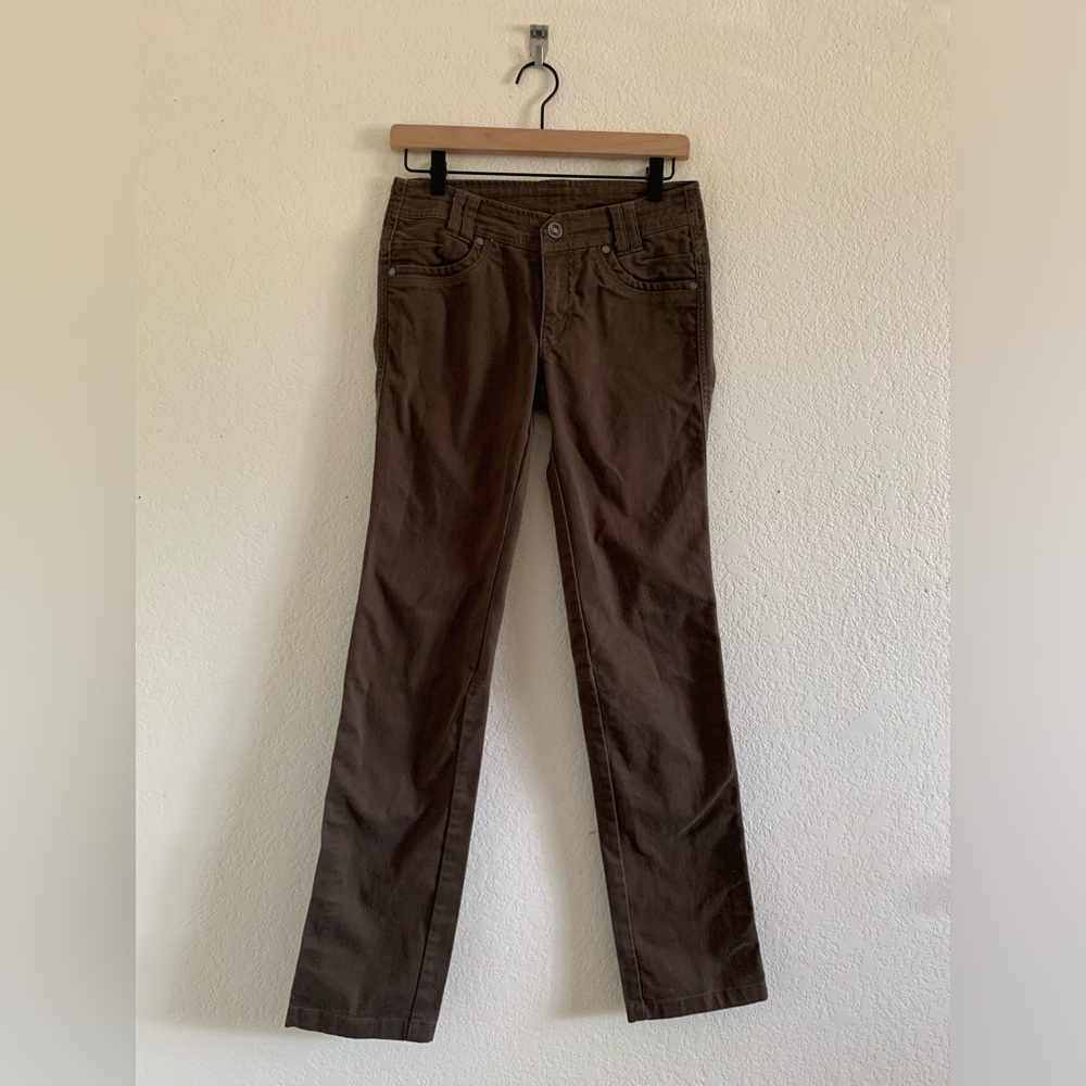 Kuhl Womens Hiking Pants Low Rise Straight Leg Drawstring Size 2R Brown